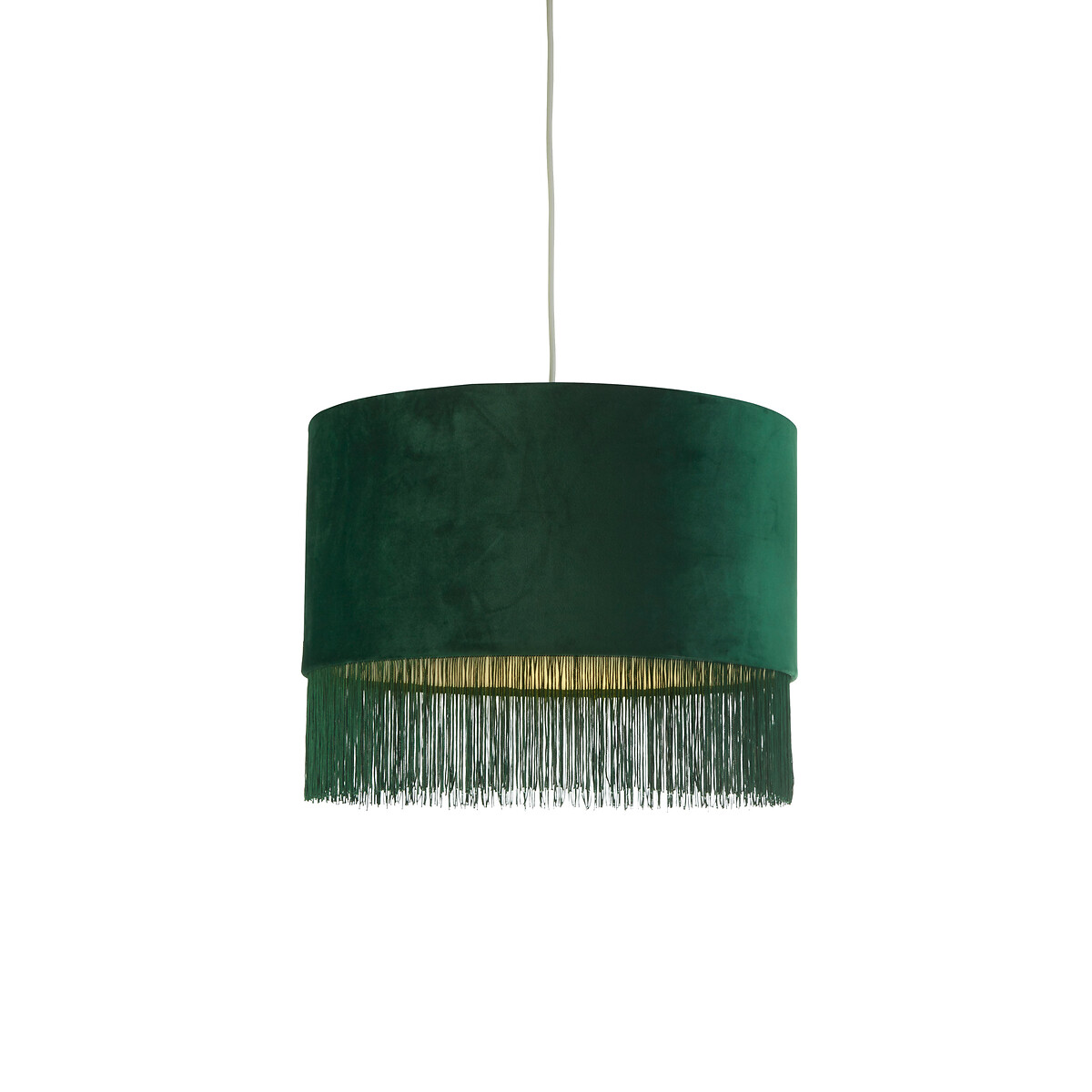 43cm Marsala Velvet Fringe Cylinder Lampshade in Green green, SO'HOME