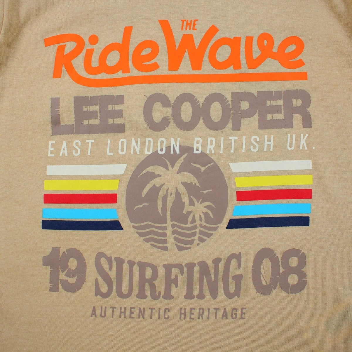 T-shirt manches courtes imprimé, col rond SURF CLUB beige, LEE COOPER