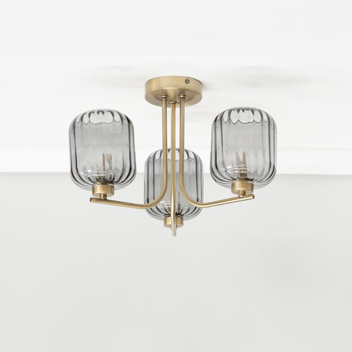 Aurelia 3-Light Ribbed Glass Ceiling Light gold-coloured, SO'HOME