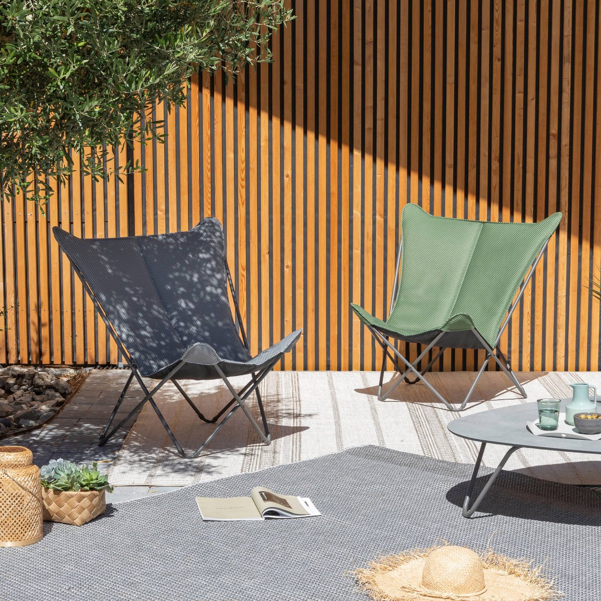 Fauteuil papillon matelassé grande largeur - POP UP XL vert olive, LAFUMA MOBILIER