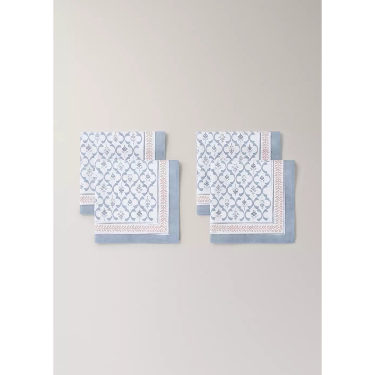 Serviettes de table en coton à imprimé treillis bleu, MANGO HOME
