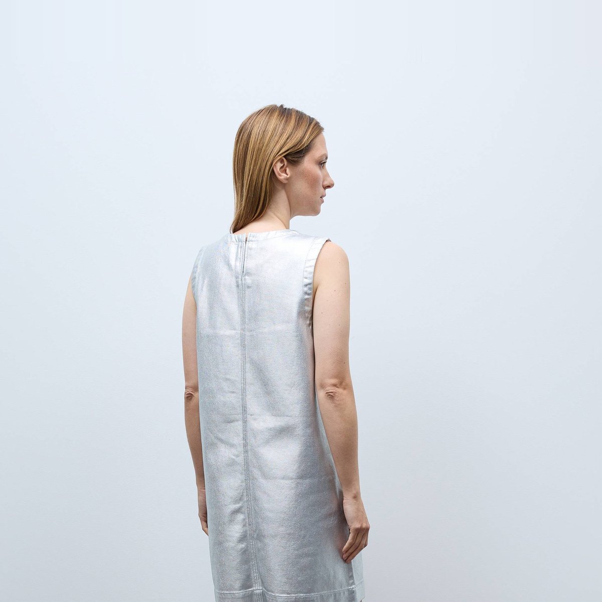 Robe courte unie en vinyle silver, MONOPRIX