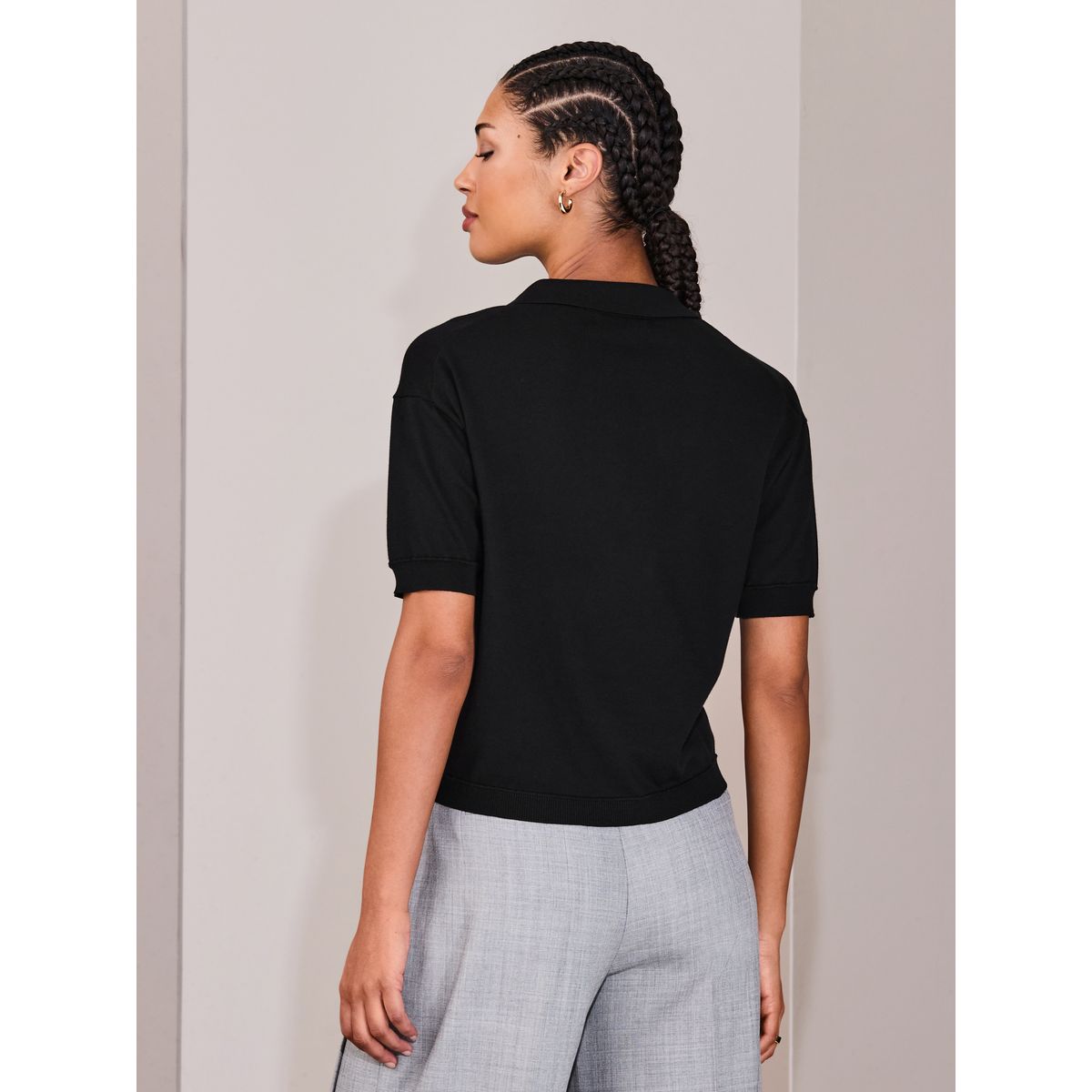 Polo doux en maille de coton majoritaire noir, NEXT
