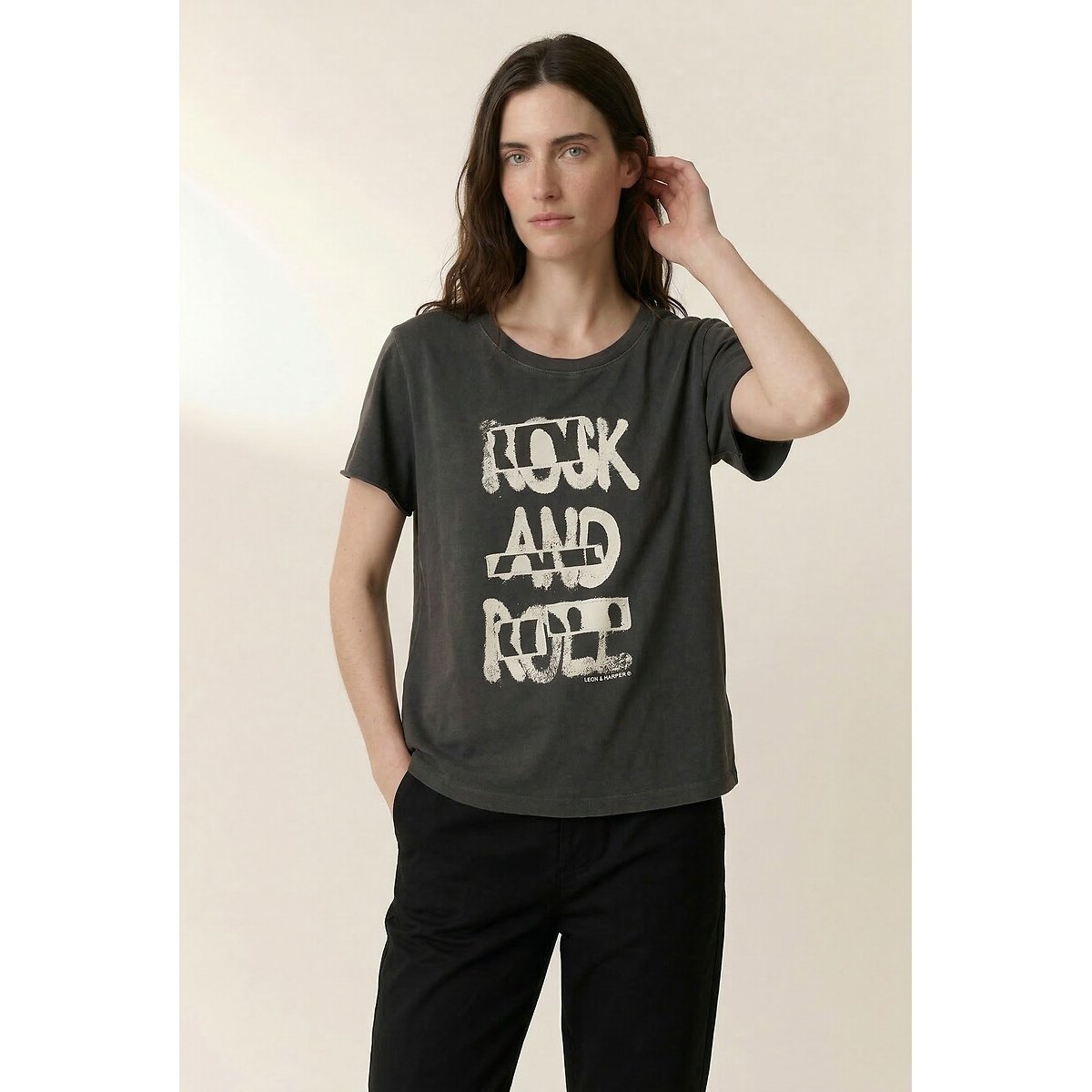 Toro Printed T-Shirt with Short Sleeves and Crew Neck carbon, LEON & HARPER