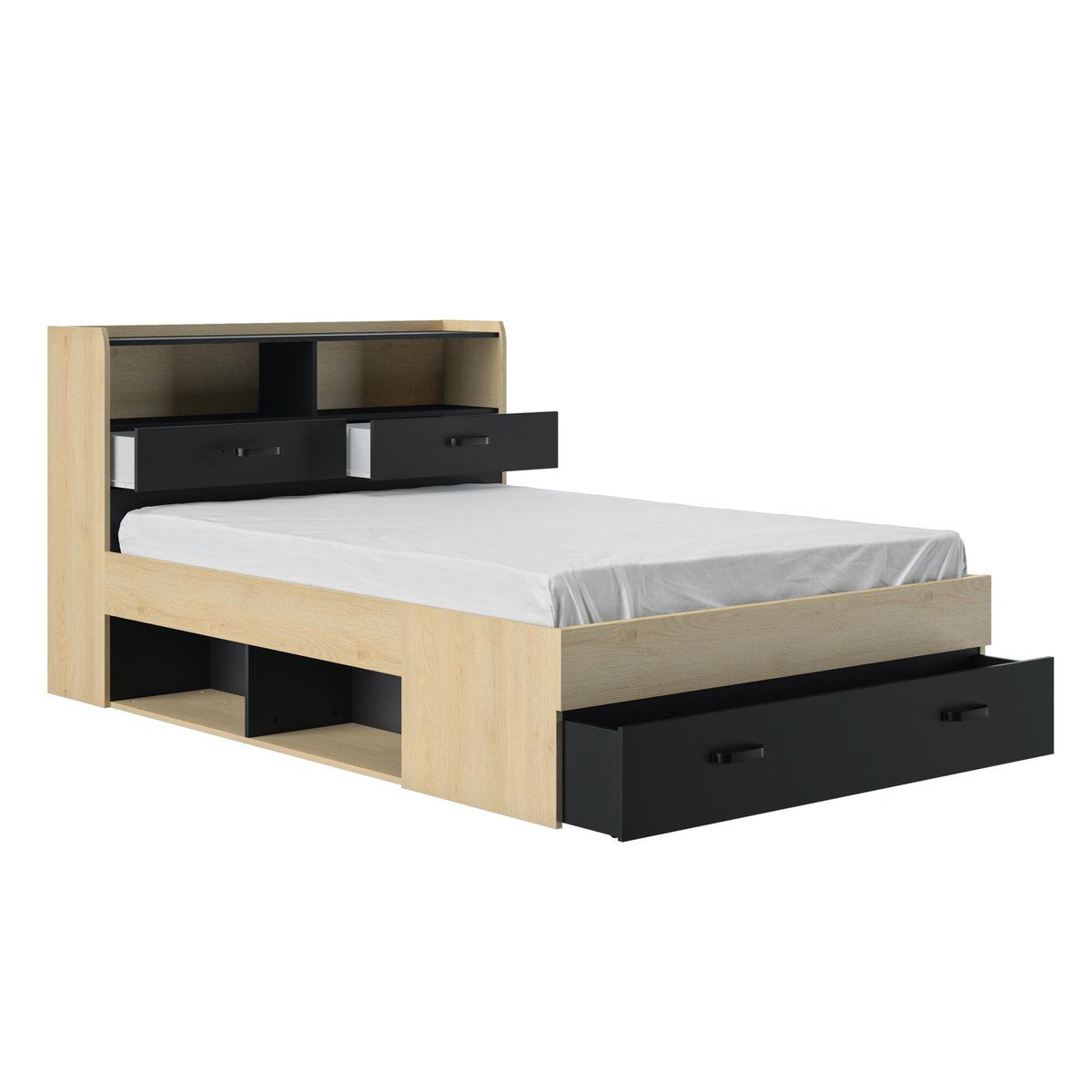 Lit adulte avec rangement beige, DIAGONE