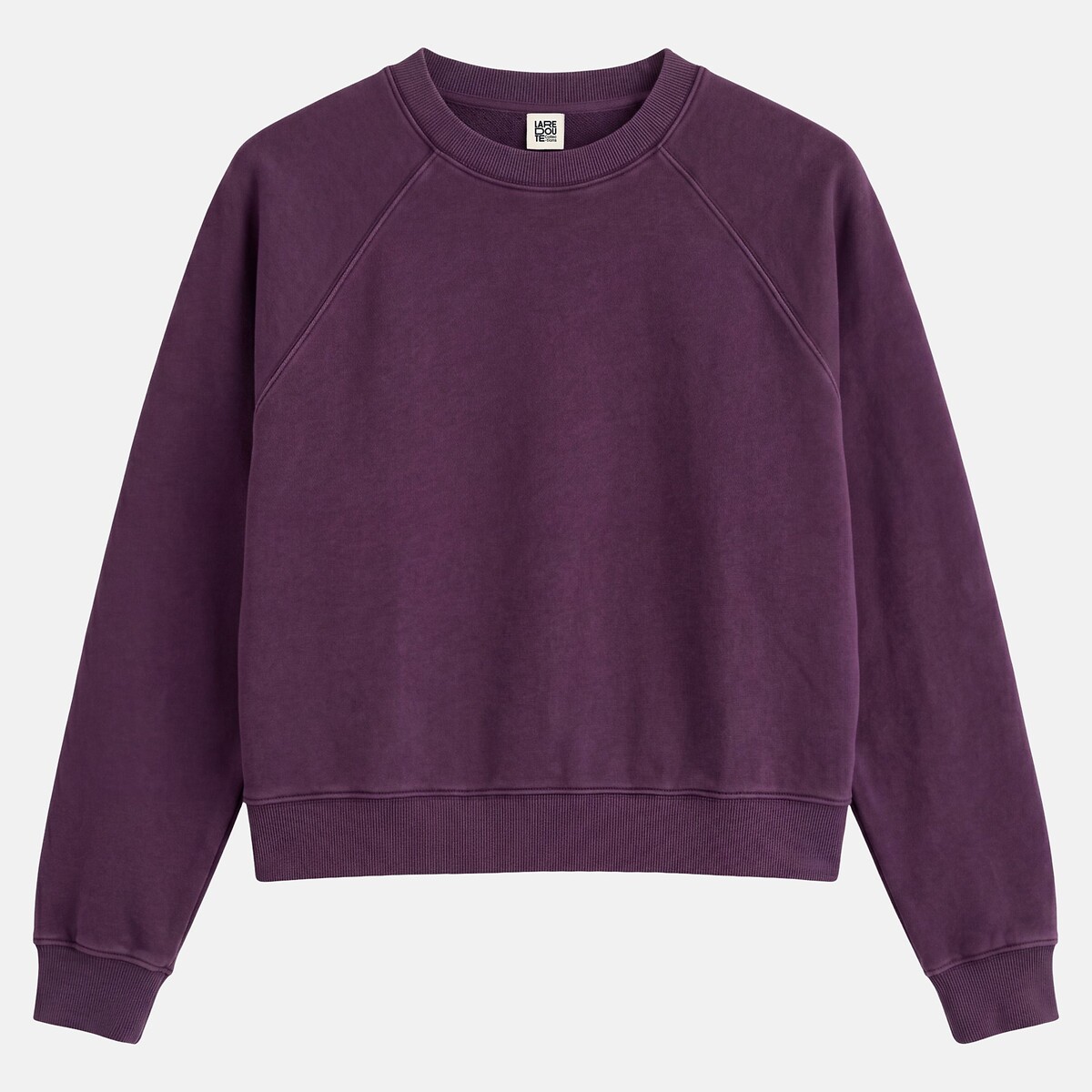 Cotton Crew Neck Faded Effect Sweatshirt purple/plum, LA REDOUTE COLLECTIONS