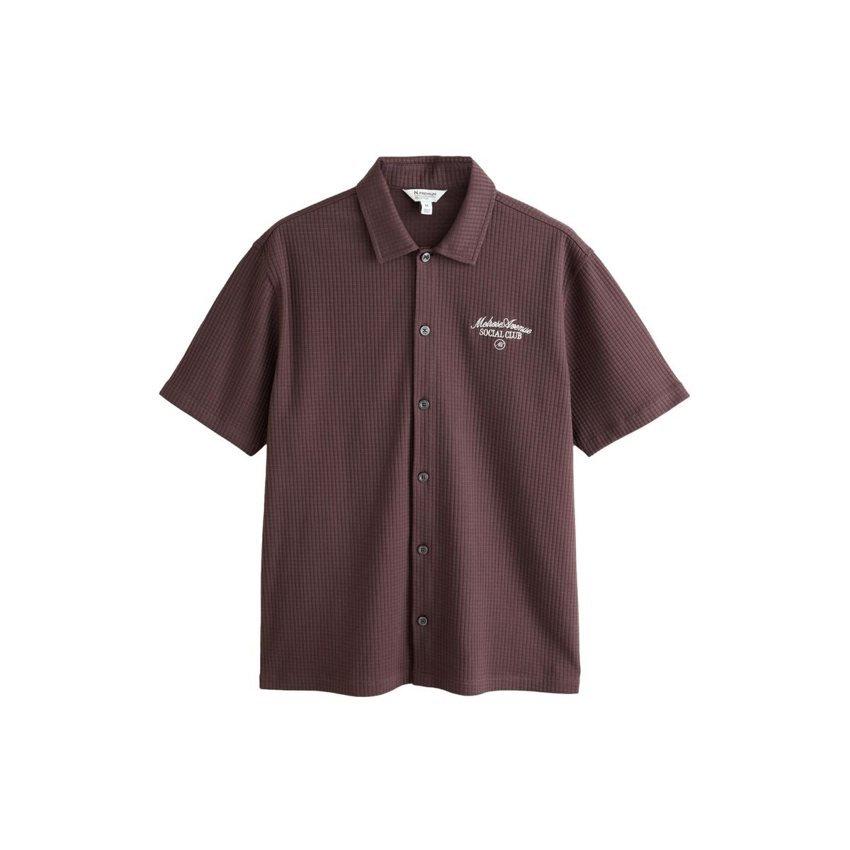 Chemise en jersey à col texturé marron, NEXT