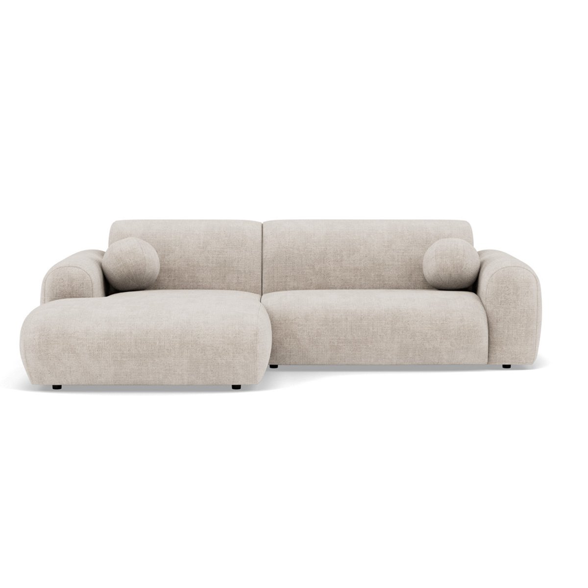 Canapé d'angle gauche en velours texturé, LOUISE beige, BEST MOBILIER
