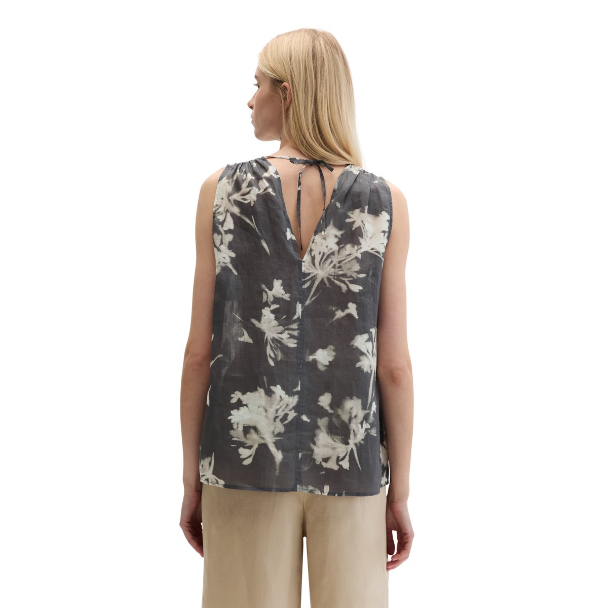 Blouse sans manches relaxed en fibre de ramie douce dunkelgrau, MARC O'POLO
