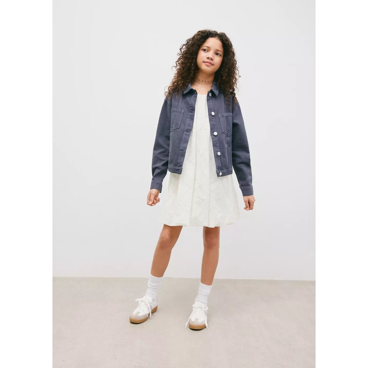 Robe courte ballon blanc, MANGO KIDS