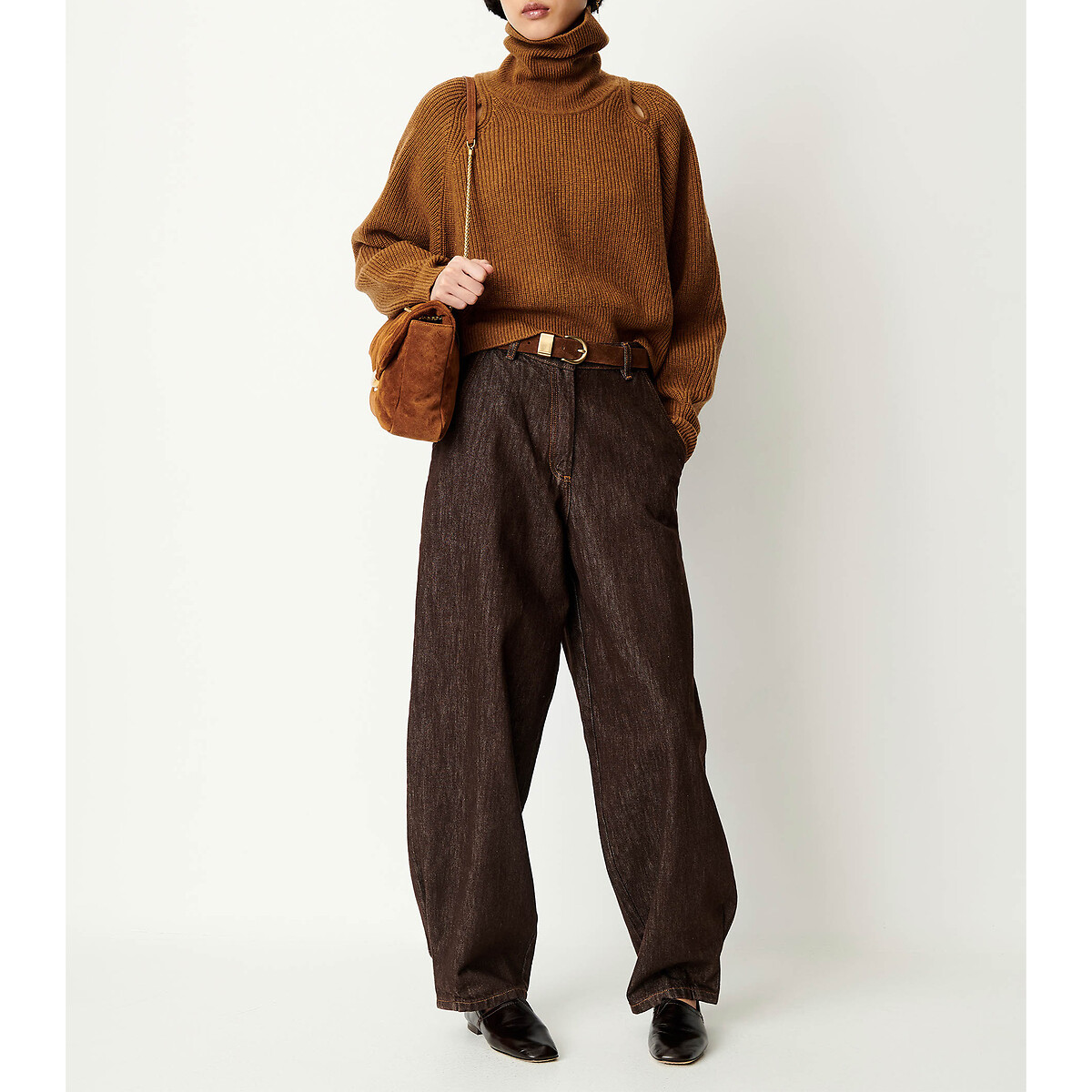 Yinga Openwork Detail Turtleneck Jumper bronze, SESSUN