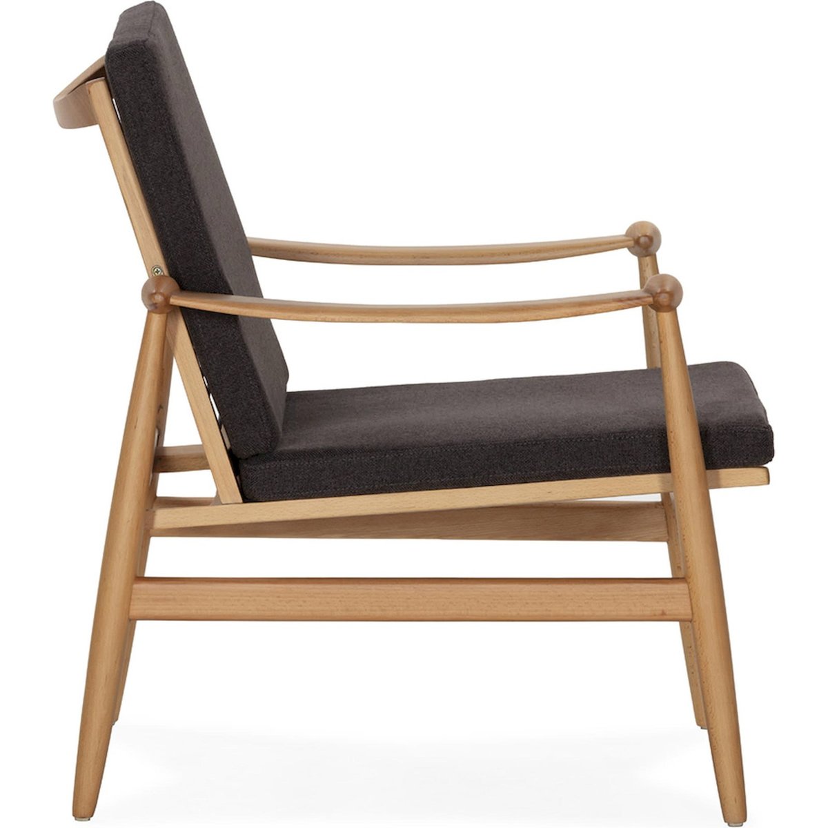 Fauteuil en hêtre et tissu tissé naturel et noir, RECOLLECTION