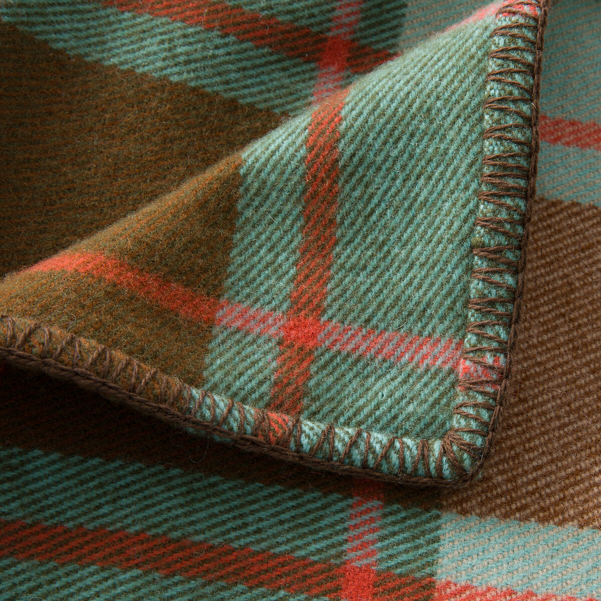 Plaid à carreaux en laine, Kaspi carreaux céladon, AM.PM