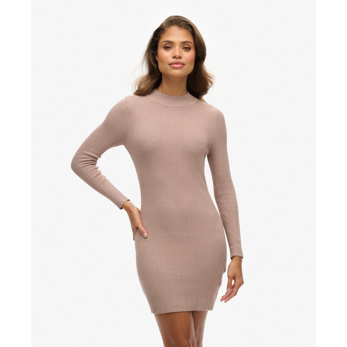 Mini robe moulante dos nu marron naturel, SUPERDRY
