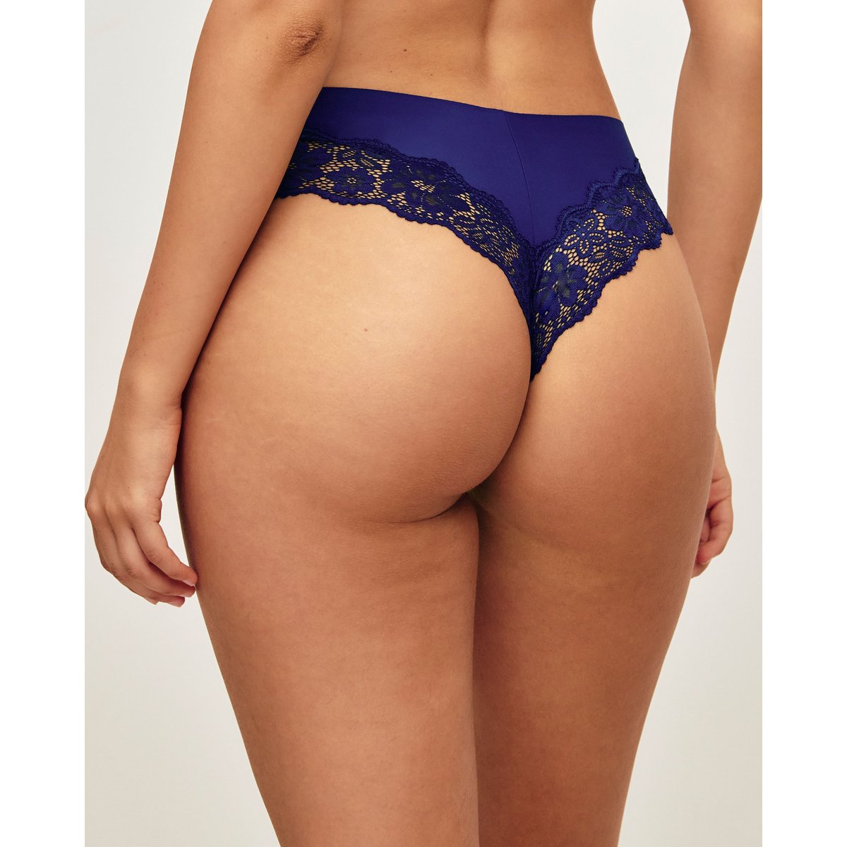 Culotte cheeky en microfibre et dentelle florale FAVORIZ bleu marine, UNDIZ