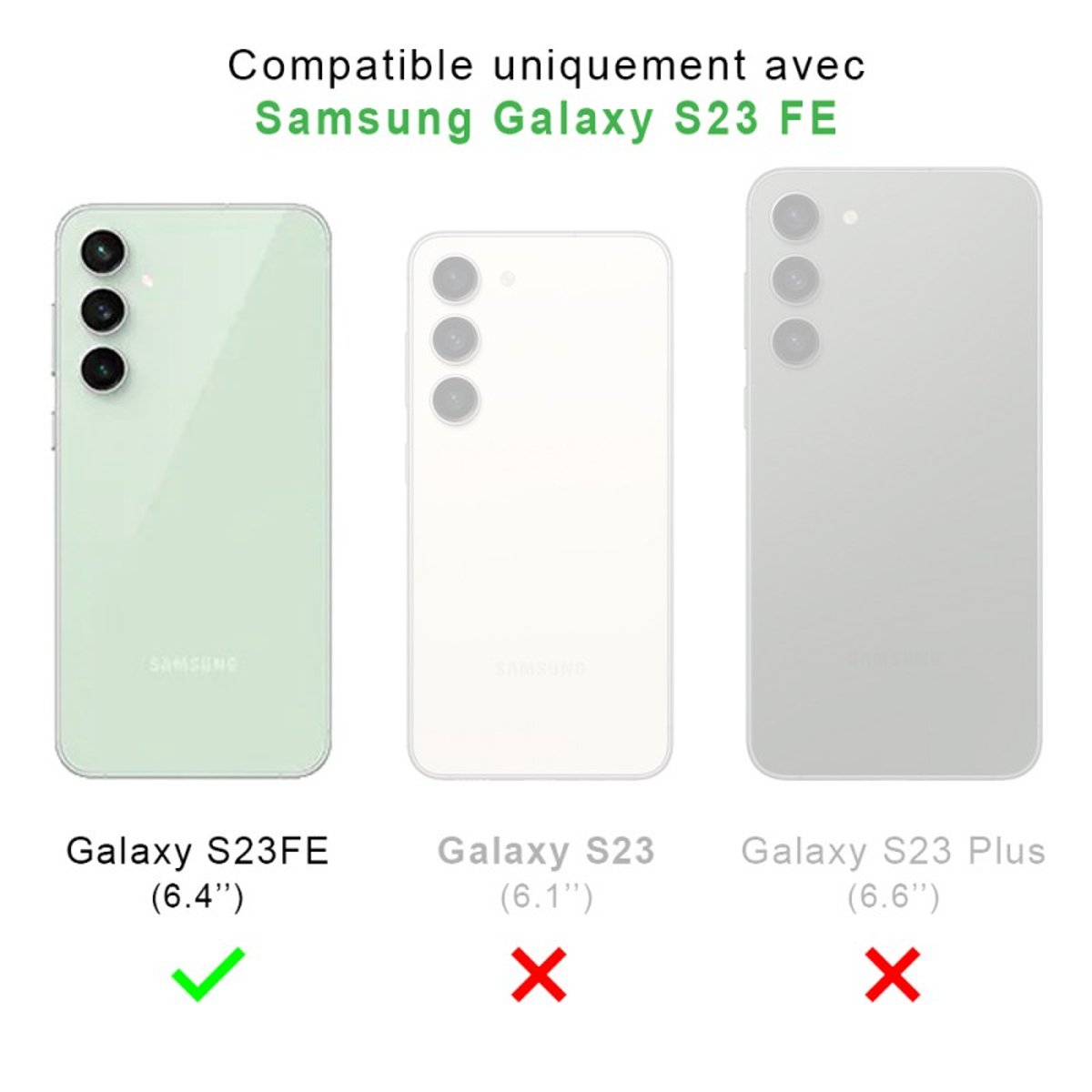 Coque Galaxy S23 Fe antichoc + 2 vitres transparent, EVETANE