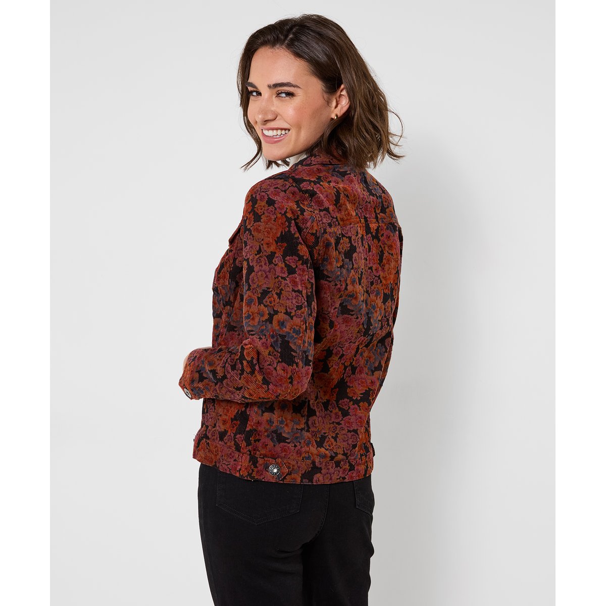 Veste en Velours Côtelé Fleurie Jours d'Automne marron, JOE BROWNS