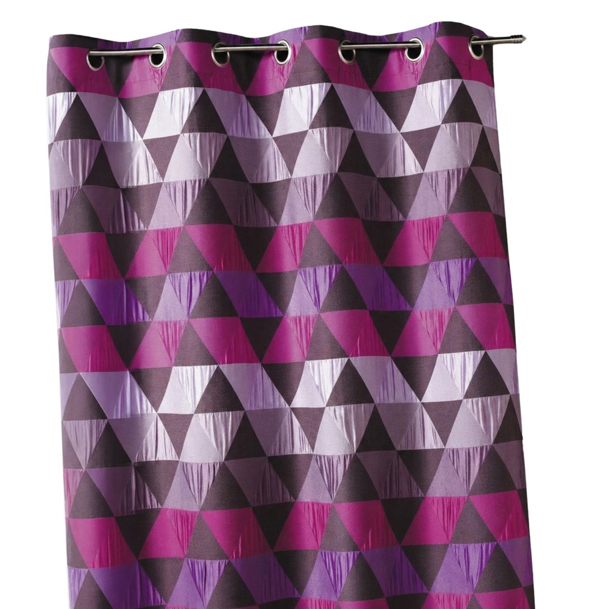 Rideau jacquard motif triangles prune, HOME MAISON