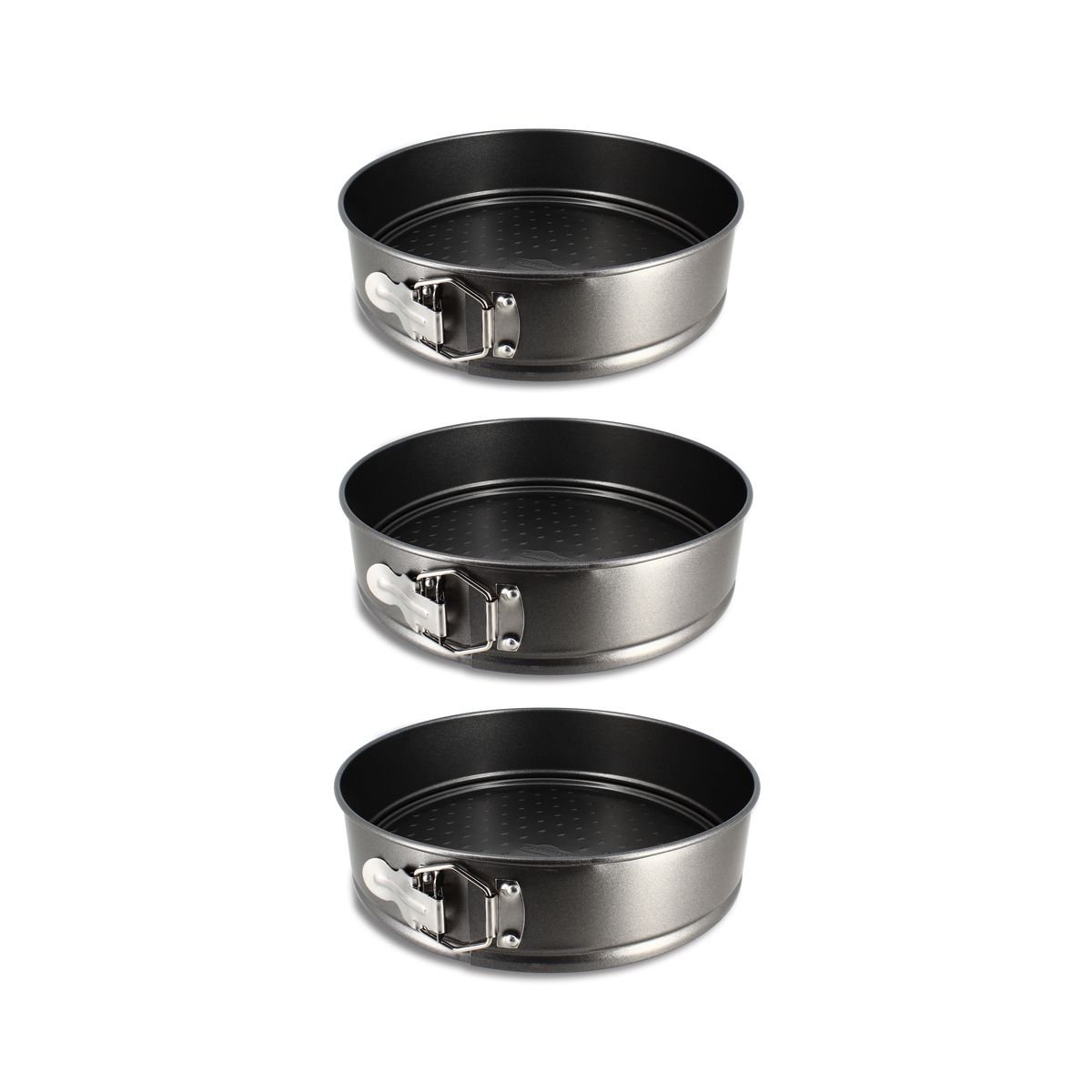 Lot de 3 moules à charnières en acier carbone 22, 25 et 26cm noir, MENASTYL
