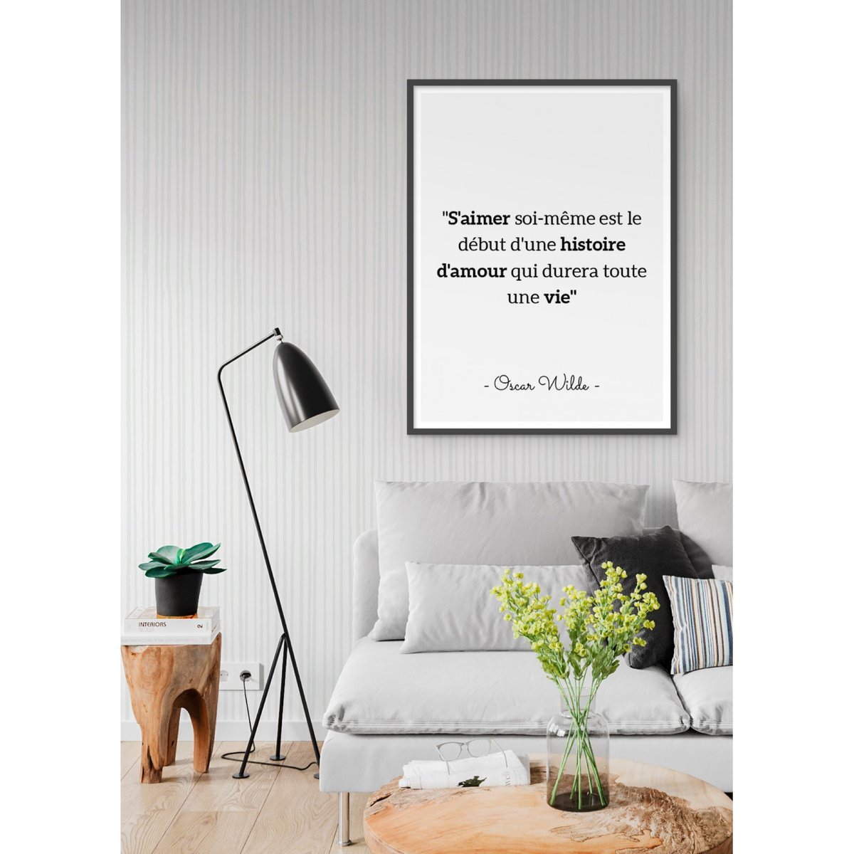 Affiche Oscar Wilde 'S'aimer soi même...' blanc, L'AFFICHERIE