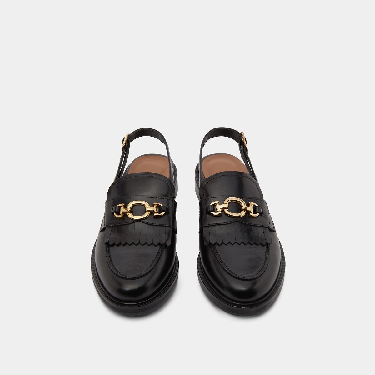 Mocassins slingback, em pele, Delphy preto , JONAK