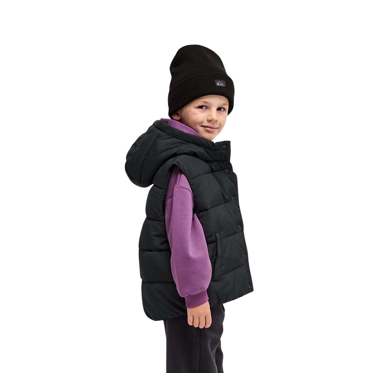 Veste sans manches chaude NOLLIE SLEEVELESS PUFF noir tarmac, QUIKSILVER