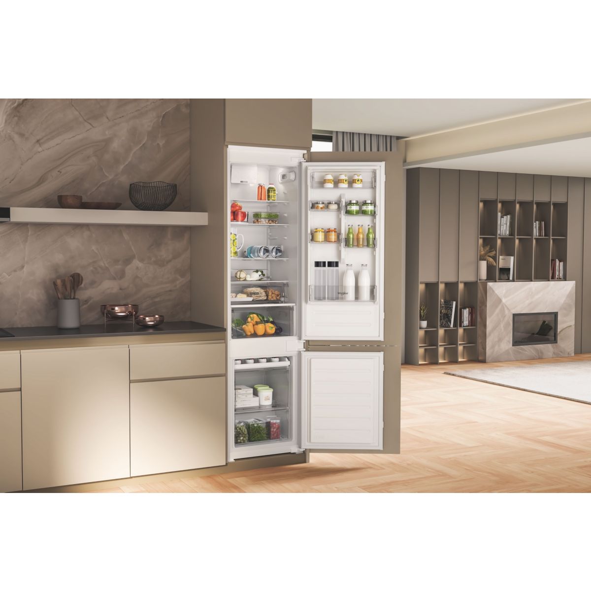 Réfrigérateur combiné encastrable WHC20D021B2 6ème Sens 193cm couleur unique, WHIRLPOOL