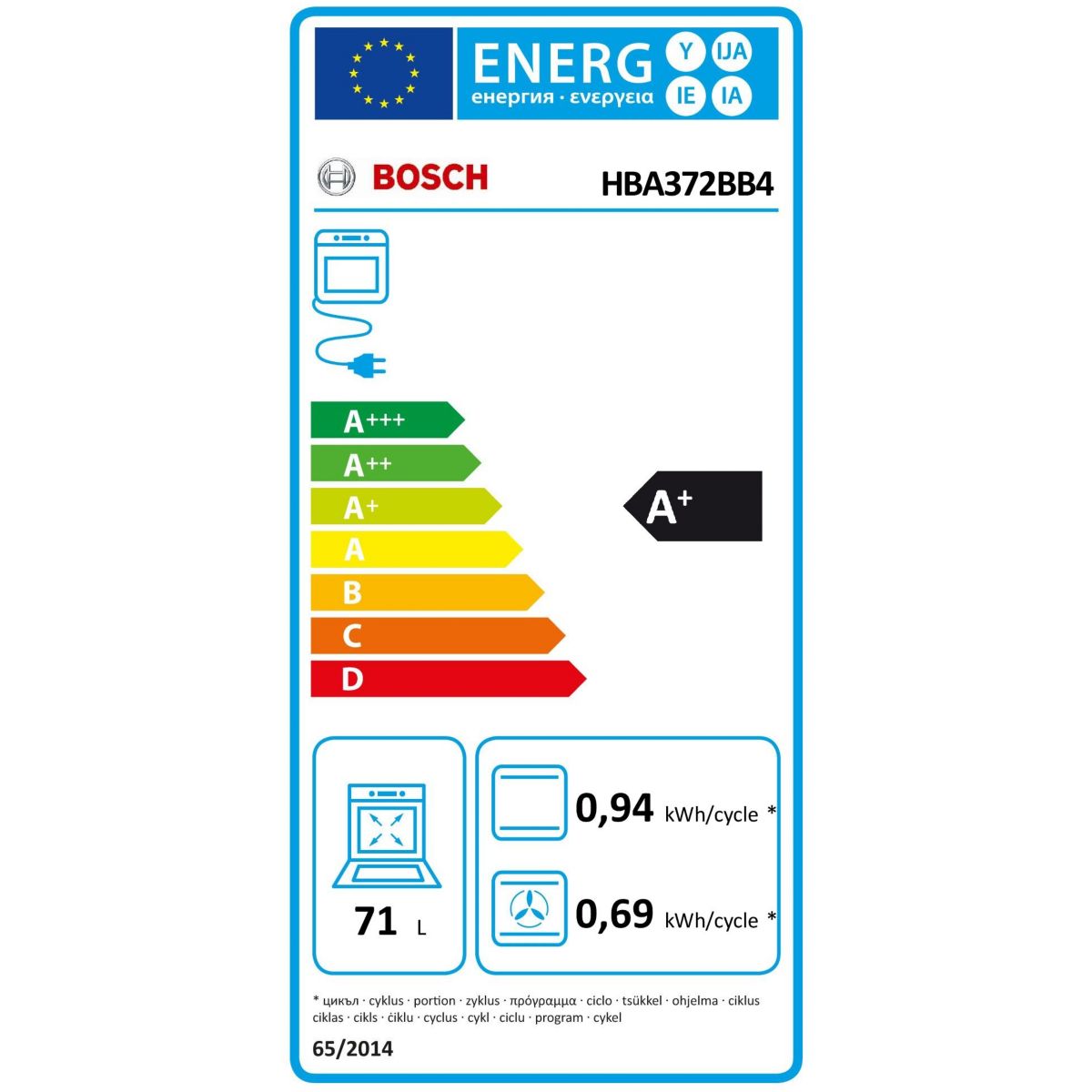 Four encastrable HBA372BB4 Air Fry - Pyrolyse, Mode Friture Sans Huile Air Fry, AutoPilot couleur unique, BOSCH