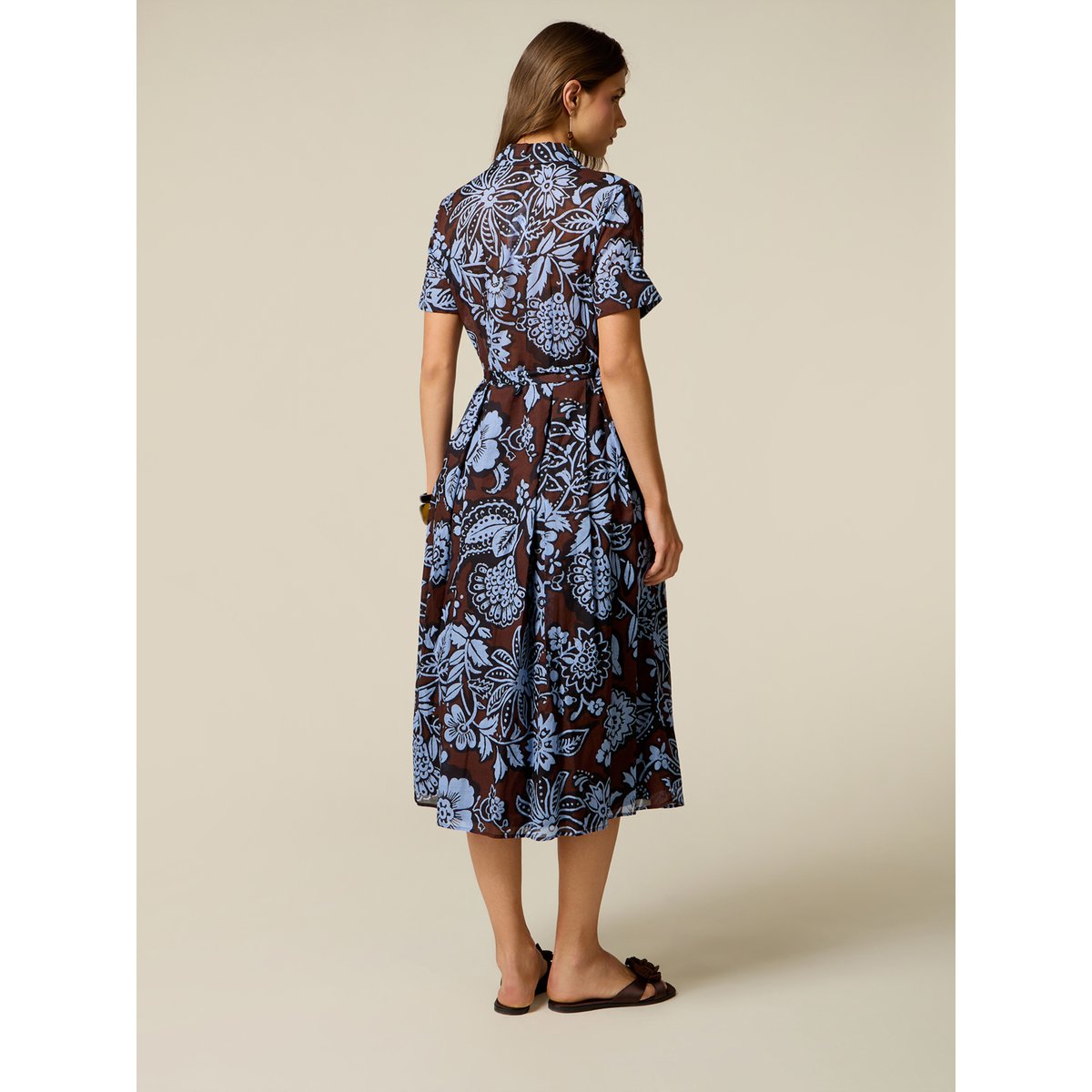 Robe chemisier fantaisie marron, OLTRE