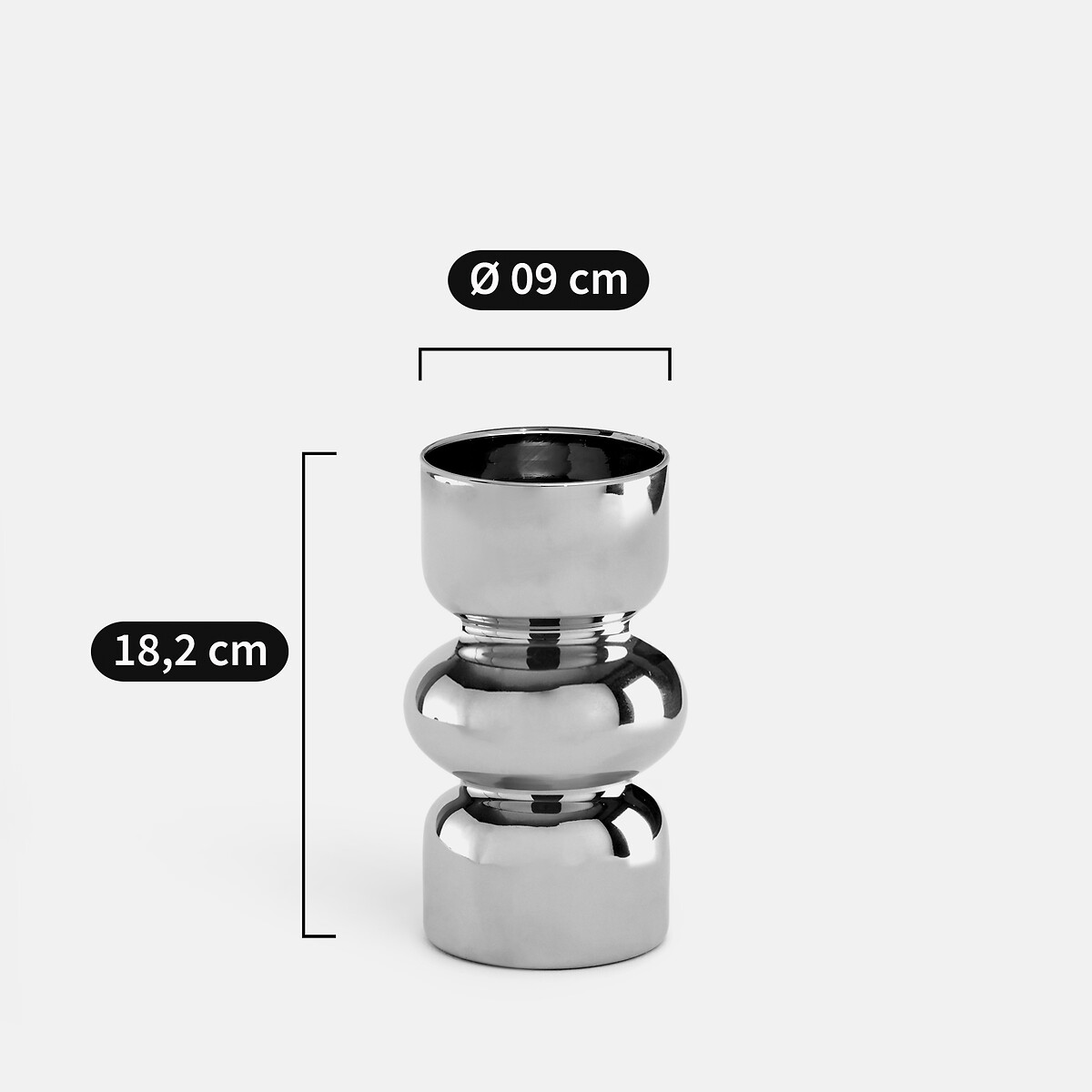Vase en verre métallisé, hauteur 18,2 cm, ORLYA chrome, LA REDOUTE INTERIEURS