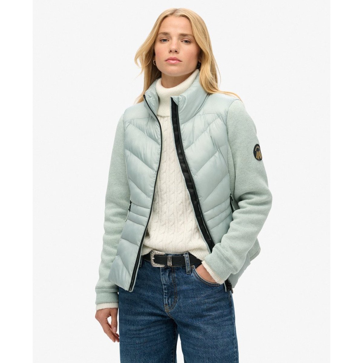 Veste en maille Storm Hybrid gris puritain, SUPERDRY