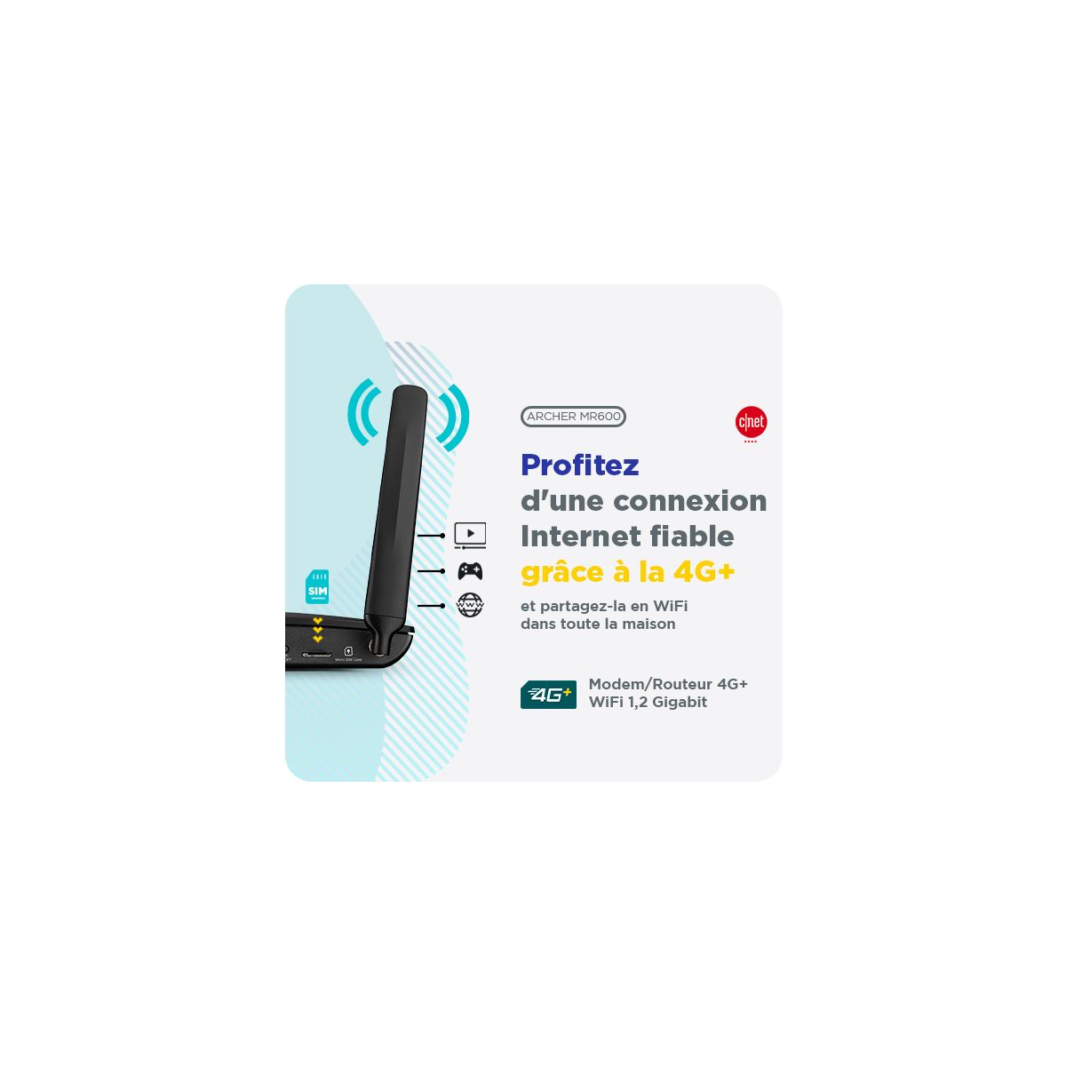 Routeur Wifi Archer MR600 4G+ cat.6 Wifi 5 (AC1200) couleur unique, TP-LINK
