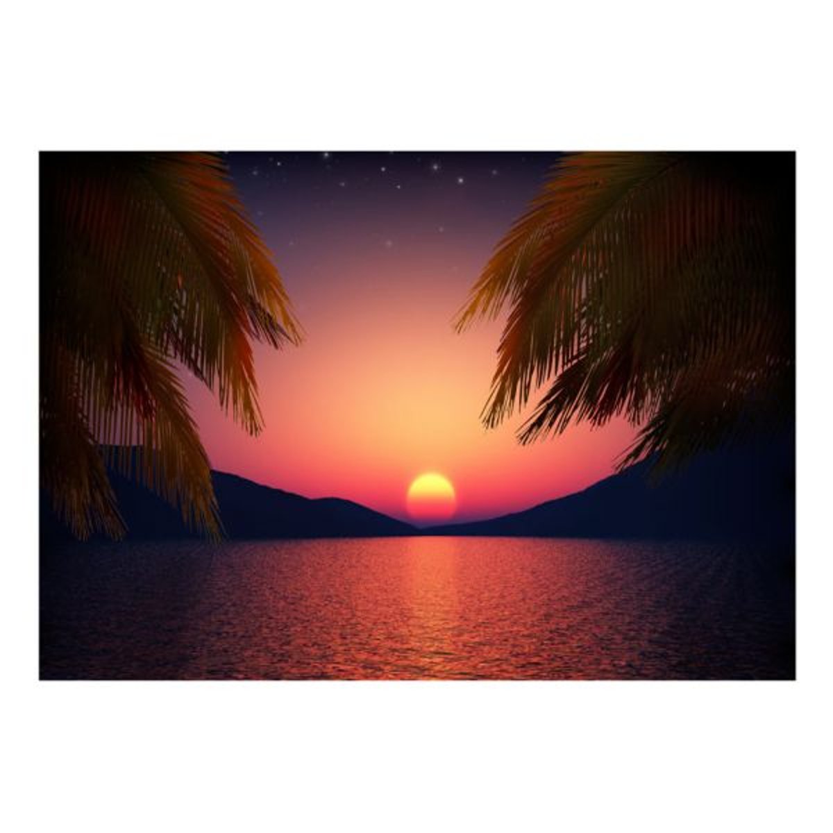 Papier peint intissé panoramique Paysage Soir romantique bleu, EDEN