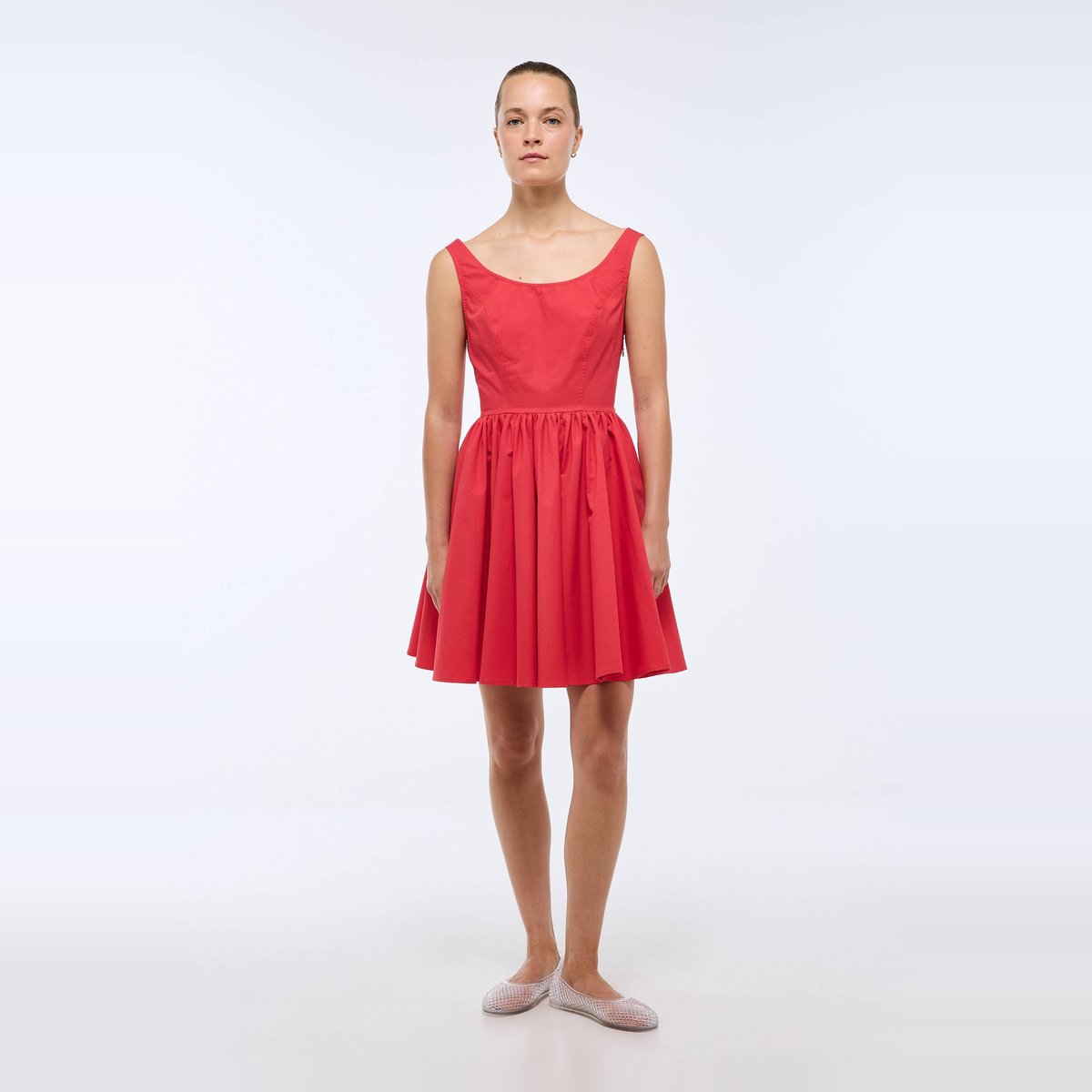 Robe courte à bretelles en coton BIO GOTS rouge, MONOPRIX