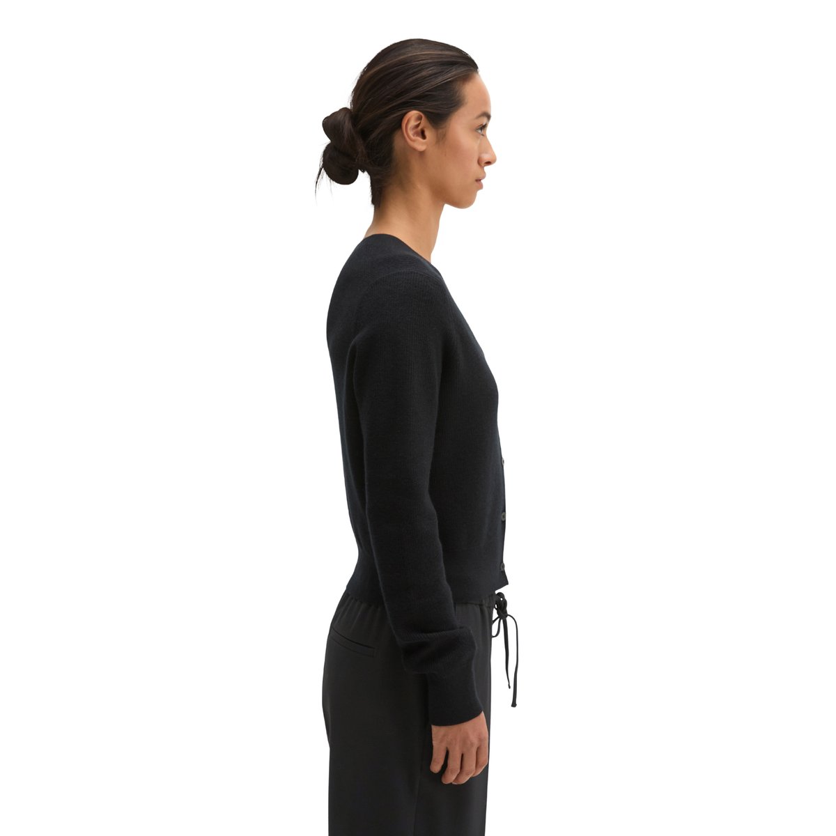 Cardigan slim court en mélange de laine vierge douce noir, MARC O'POLO