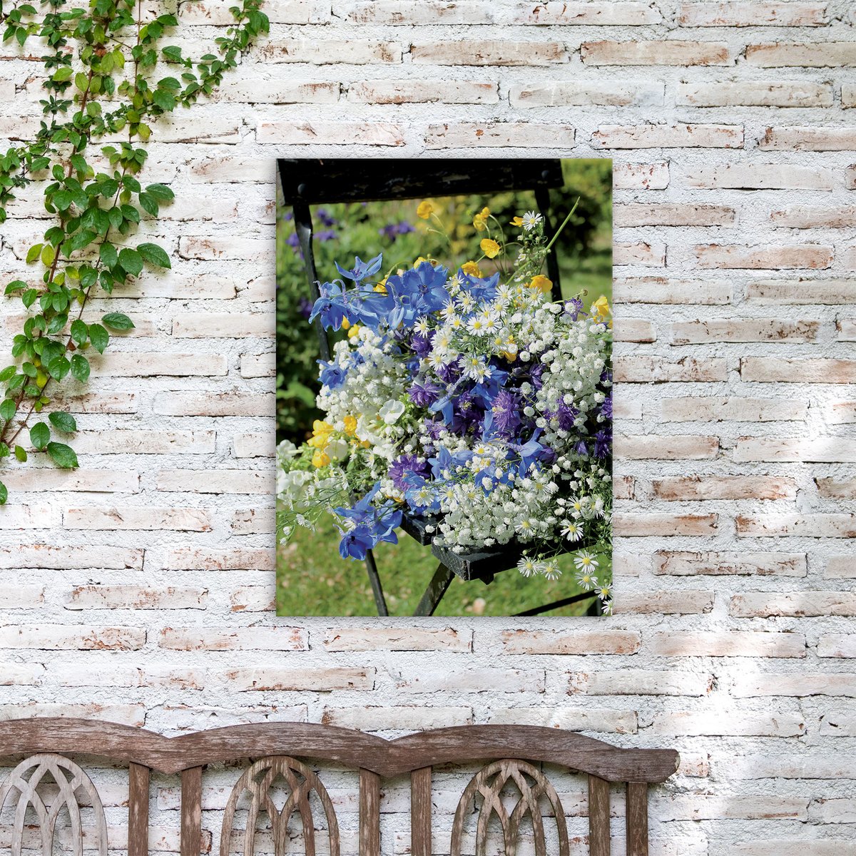 Tableau d'extérieur Chaise de jardin bleu, jaune, gris, ART FOR THE HOME