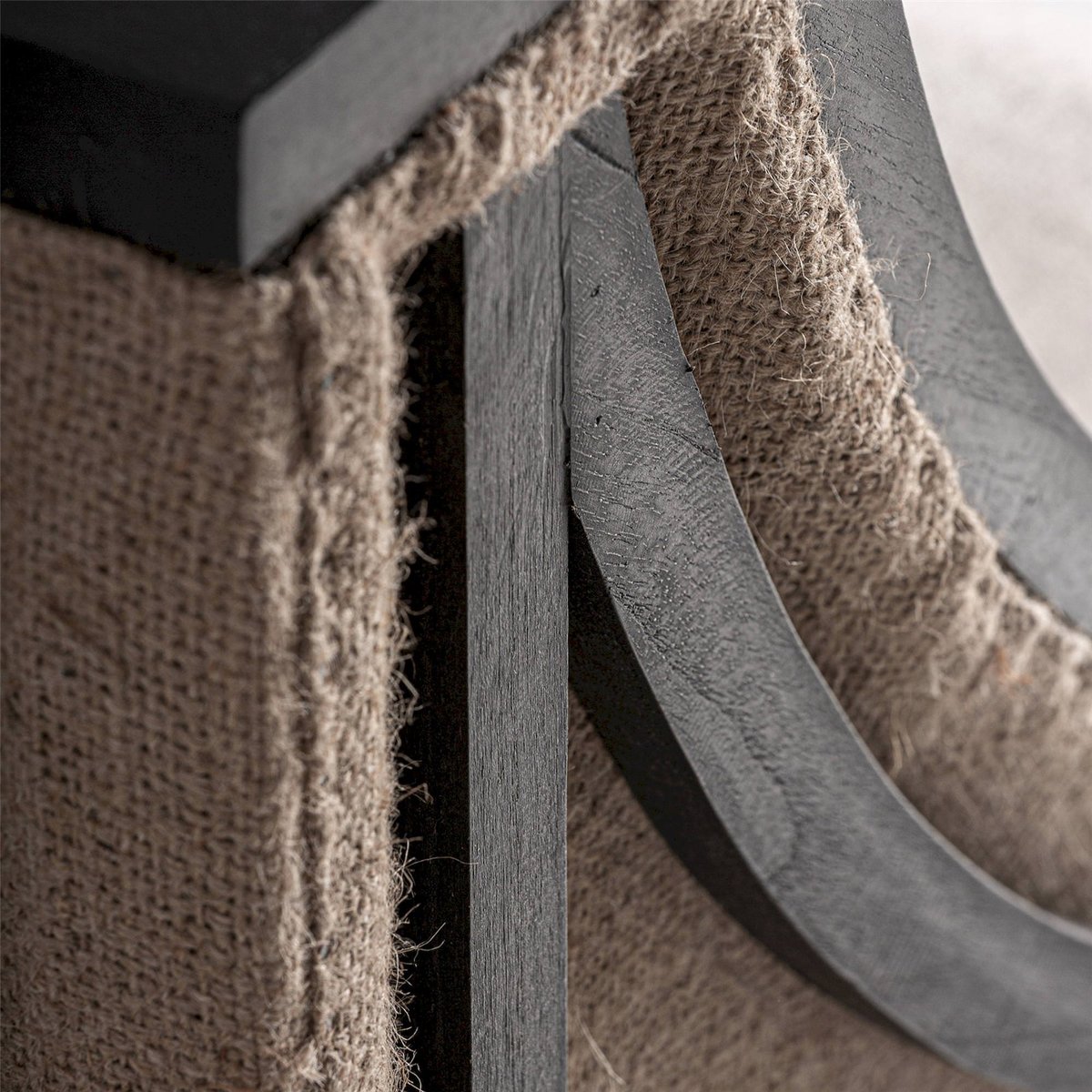Fauteuil classique en lin et bois de mindi beige et noir, RECOLLECTION