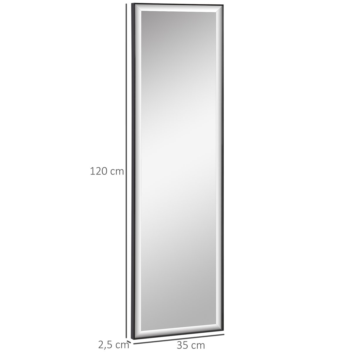Miroir en pied Alliage d'aluminium Noir noir, HOMCOM