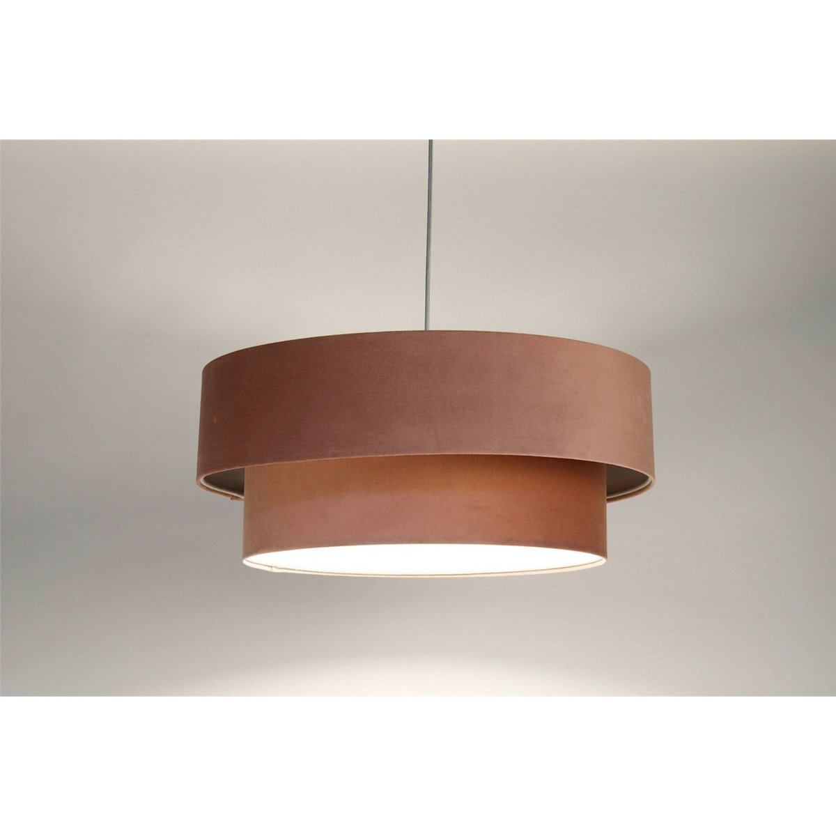 Suspension ronde en tissu pour chambre Jasmin bebe rose poudré avec beige crème, BPS KONCEPT