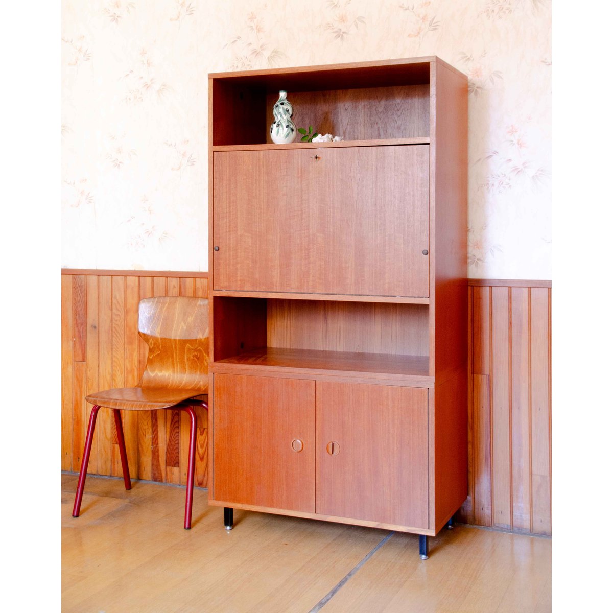 Secrétaire contemporain en teck Honoré N°212 - Bon état bois clair, DEBONGOUT