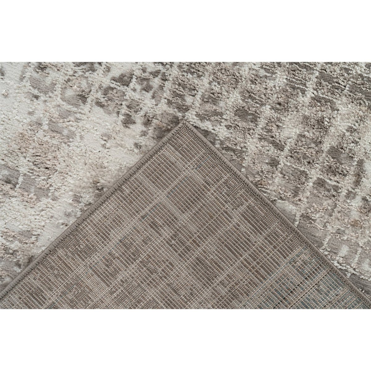 Tapis à poil court motif géométrique moderne gris clair nuancé beige et blanc, ARTE ESPINA