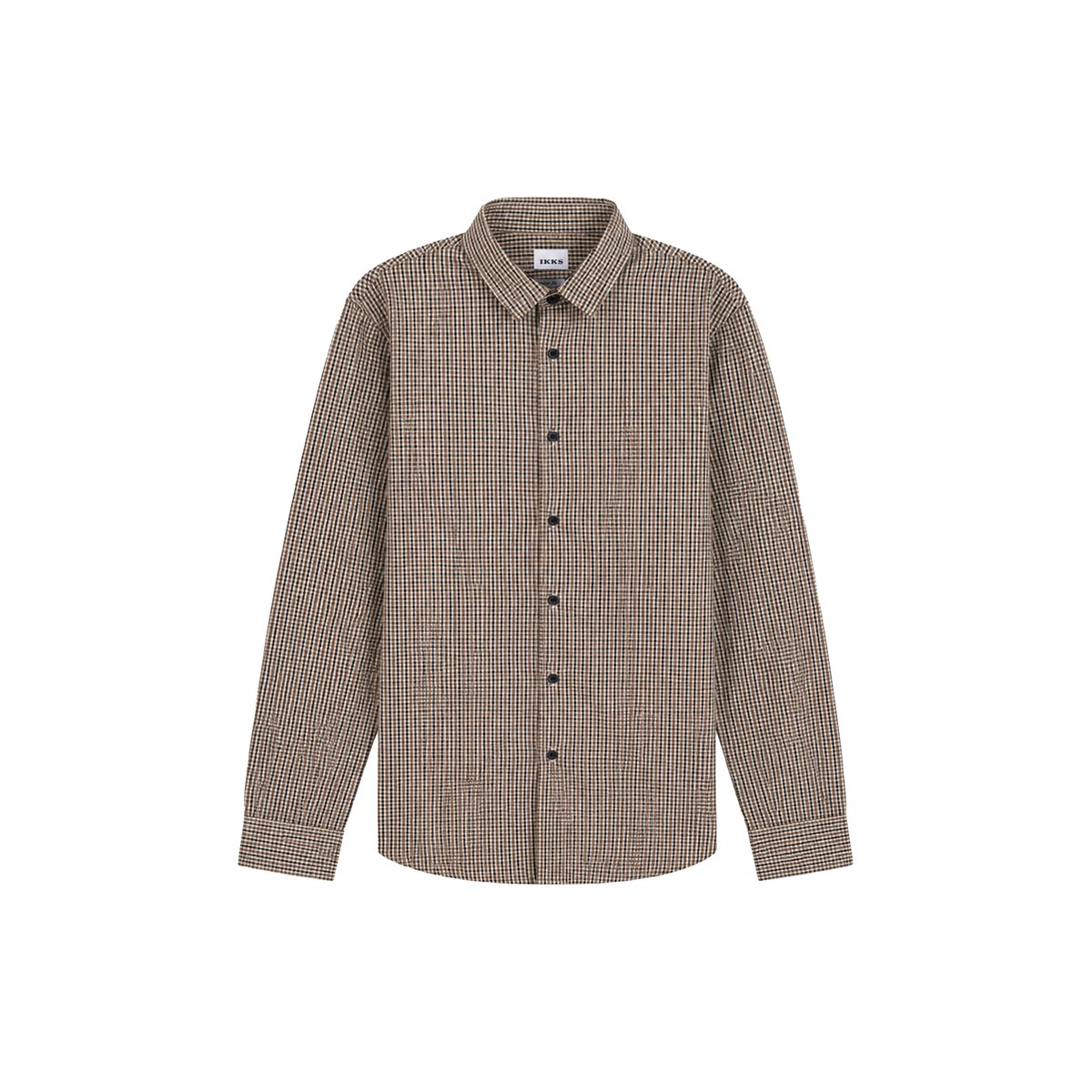 Chemise regular motif carreaux beige foncé, IKKS