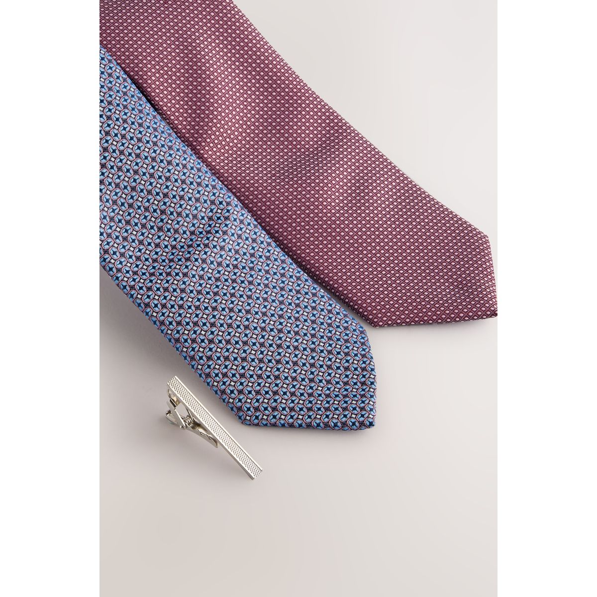 Pince et cravate texturée, lot de 2 rose clair/bleu clair, NEXT