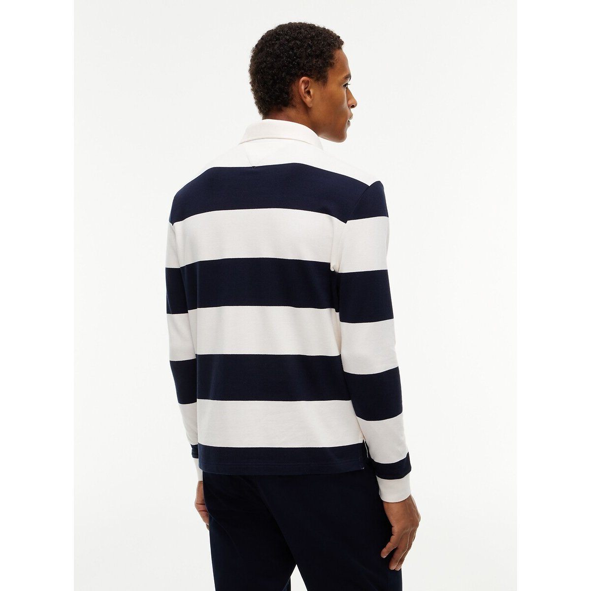 Polo manches longues bleu marine/écru, TOMMY HILFIGER