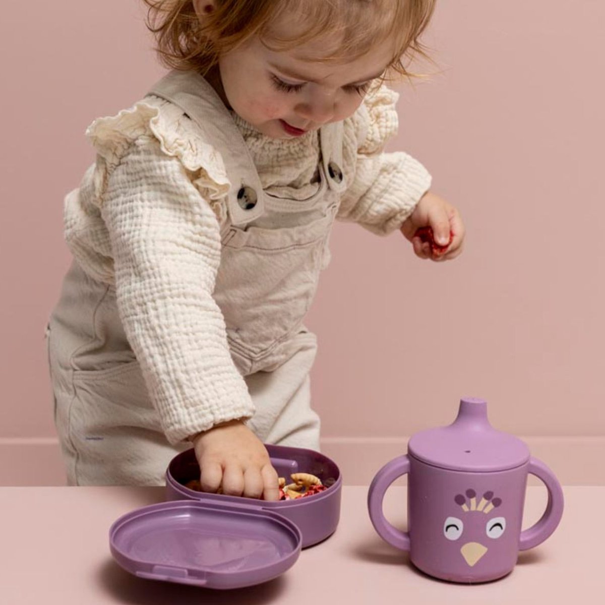 Lot de 2 boîtes à goûter à clip violet, blanc, TRIXIE