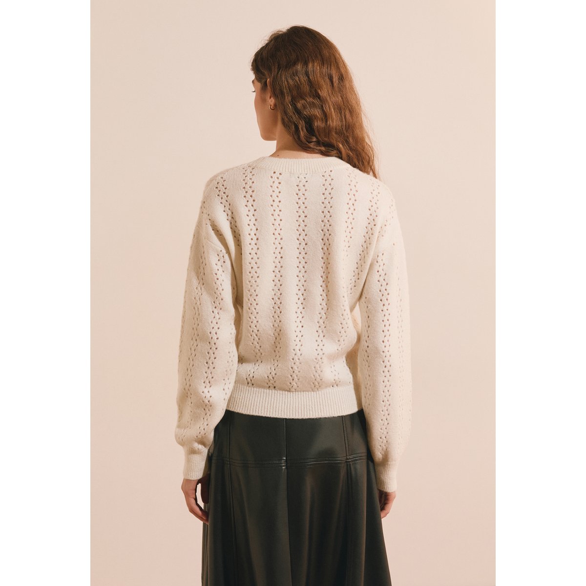 Pull manches longues en maille SOSO ecru, ETAM