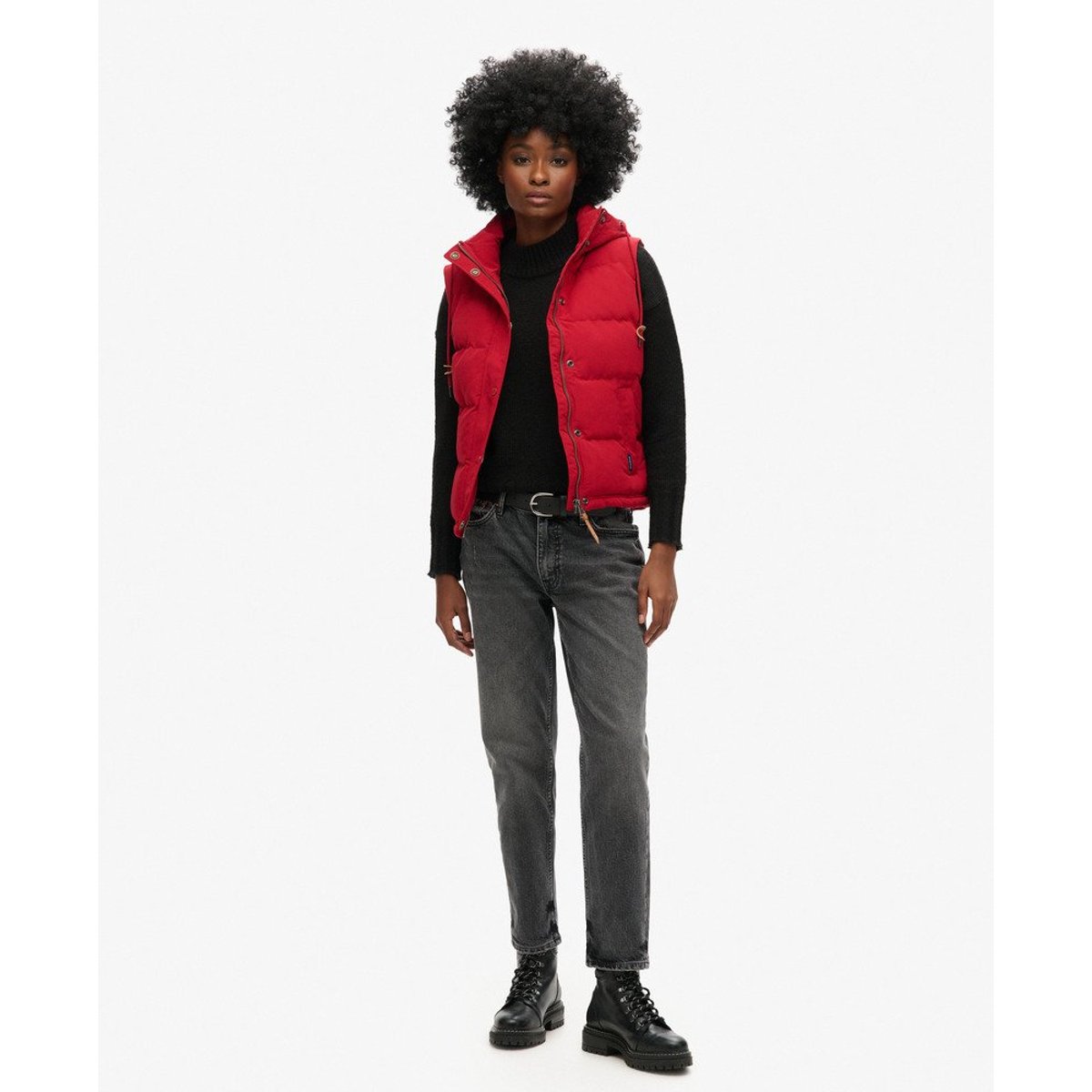 Doudoune Sans Manches À Capuche rouge, SUPERDRY