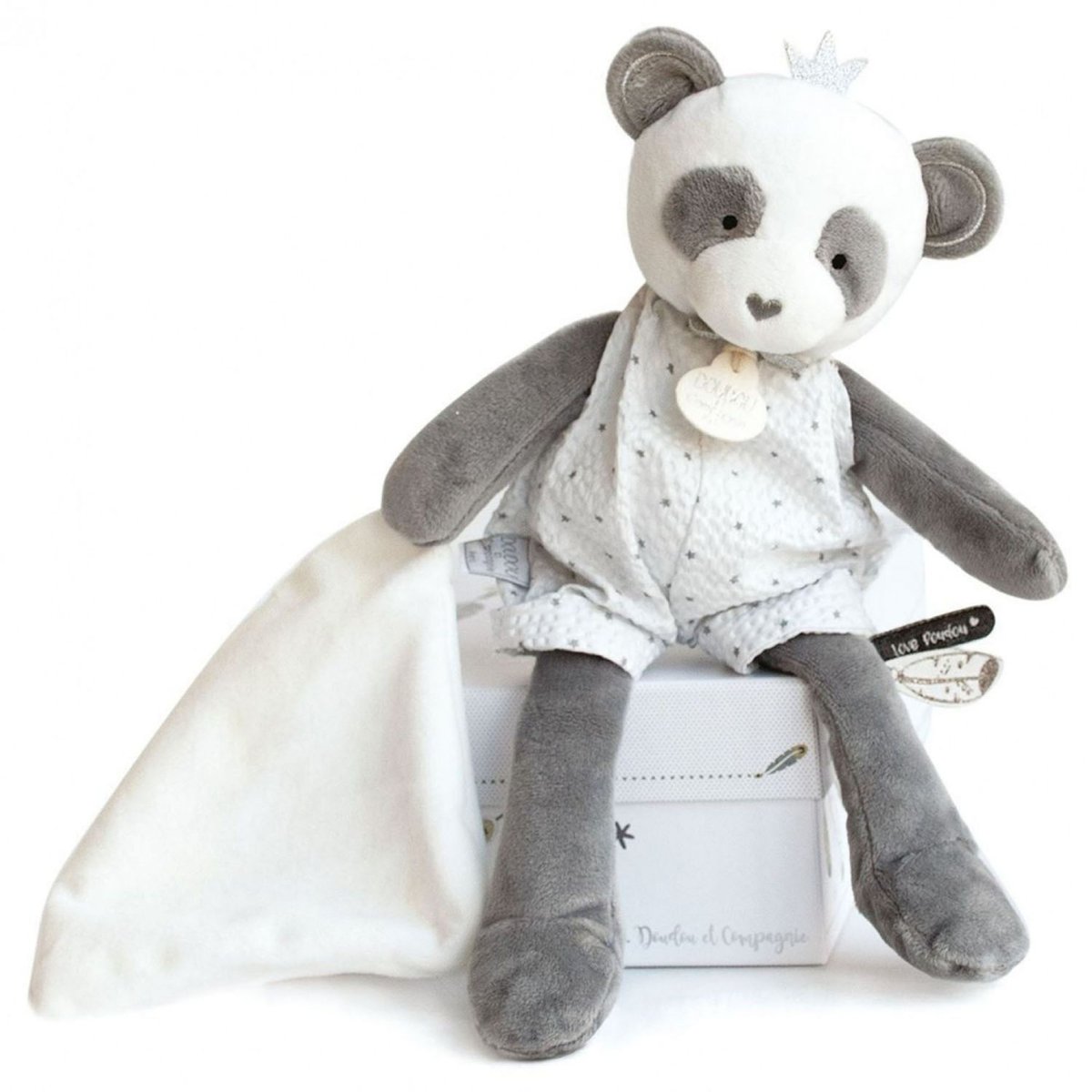 Pantin avec doudou panda attrape rêve DC3544 gris, DOUDOU ET COMPAGNIE