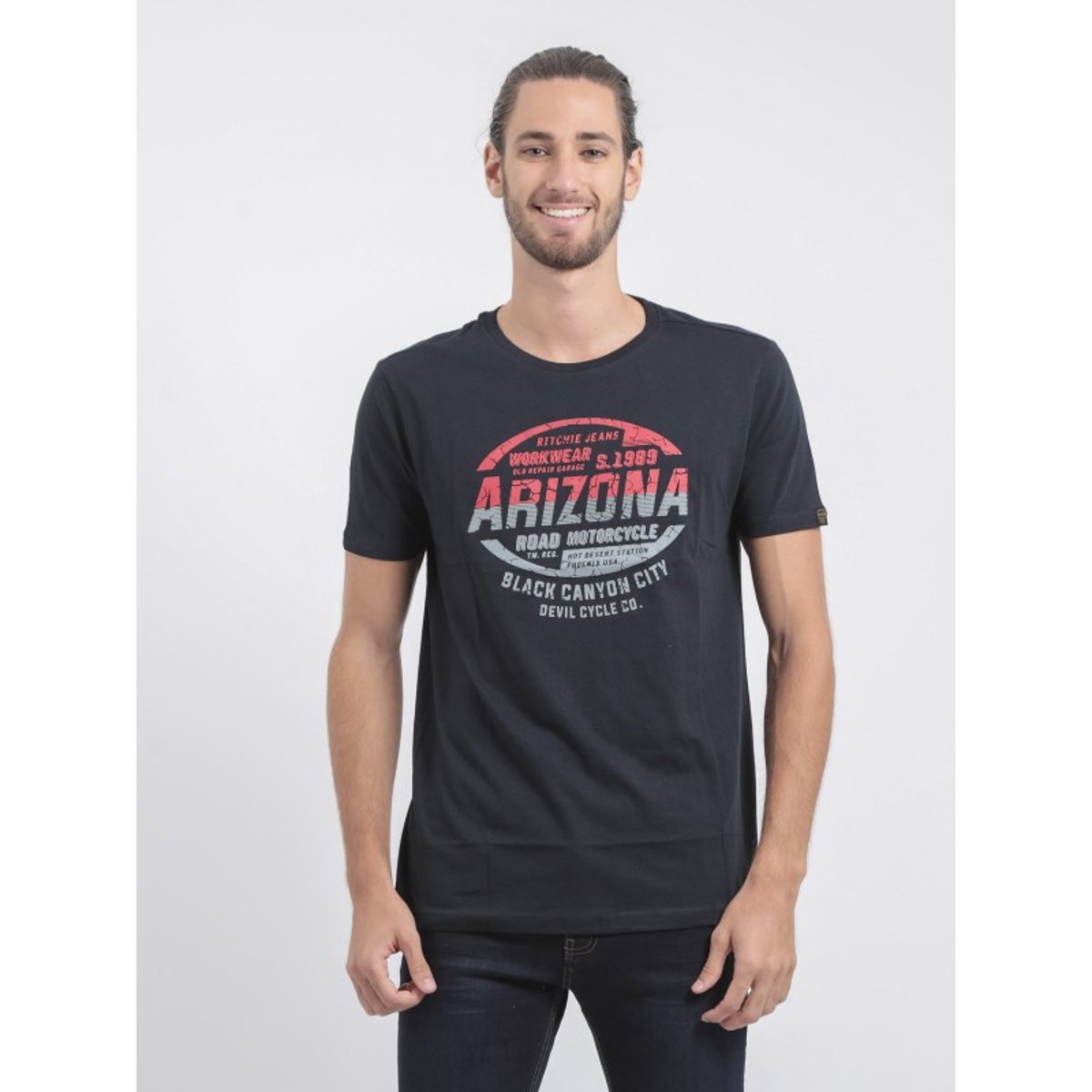 T-shirt Col Rond Pur Coton Jacraig bleu marine, RITCHIE