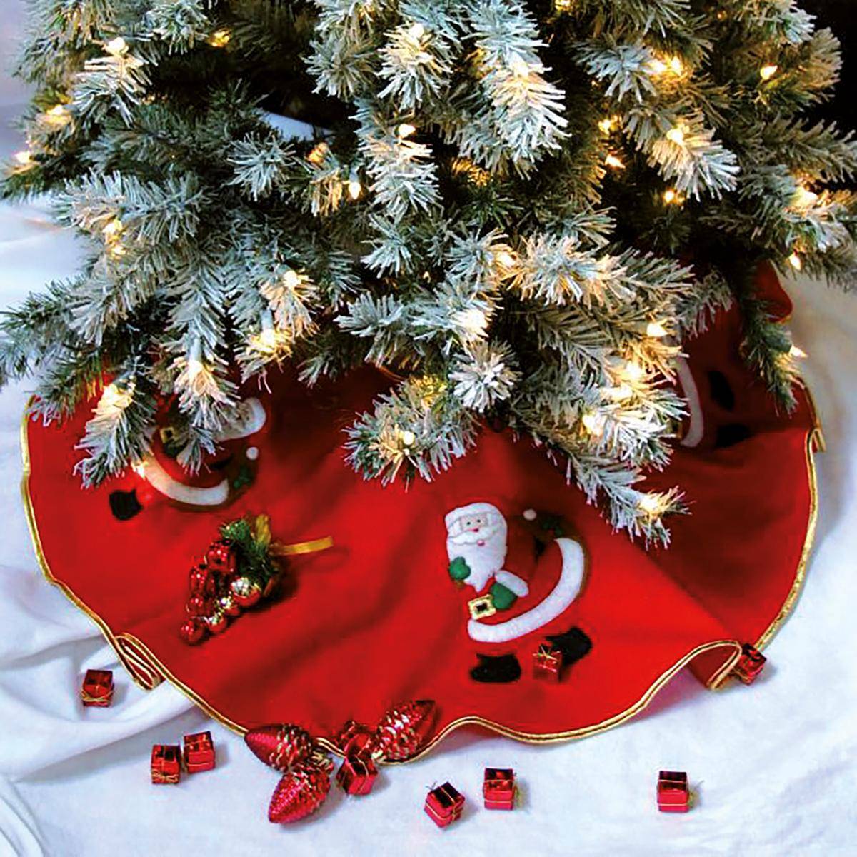 Tapis de sapin en feutrine rouge D90cm multicolore, ATMOSPHERA